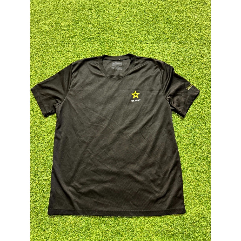US Army T-Shirt Mens Large Black Logo Microfiber Short Sleeve Crew Neck Pullover